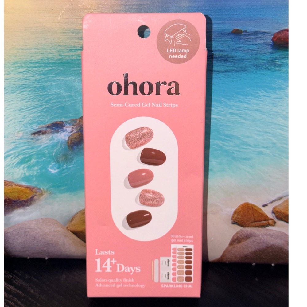 Ohora Semi-Cured Gel Nail Strips Sparkling Chai ND-009-T Pink Glitter 30pc